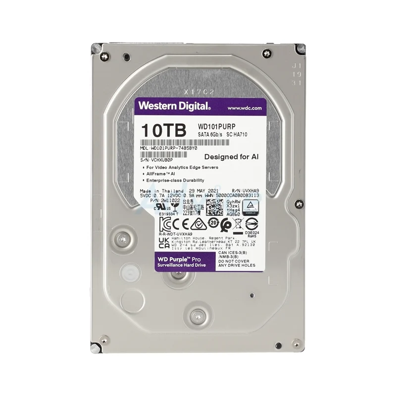 10 TB HDD CCTV WD PURPLE PRO (7200RPM, 256MB, SATA-3, WD101PURP)